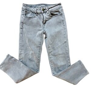 American Eagle Gray Jegging Crop Jean AEO Denim Mid-Rise Size 00L Soft Stretch